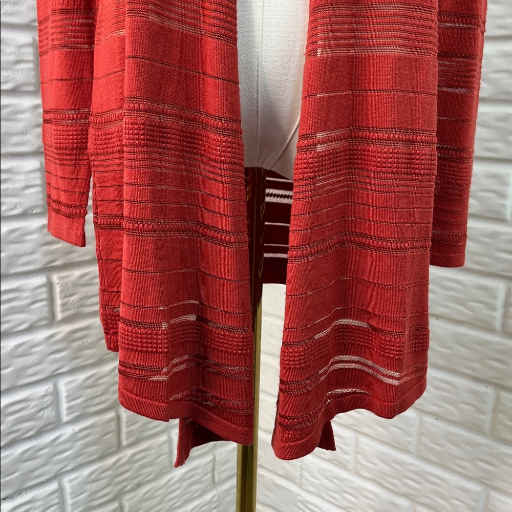 41 HAWTHORN CARDIGAN RUST COLOR LIGHTWEIGHT KNIT WITH SHEER STRIPES SZ MED NWT - Picture 5 of 13